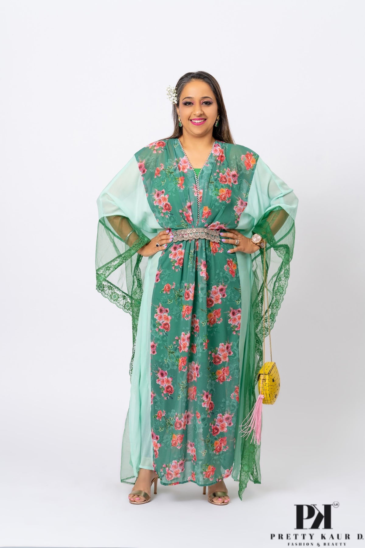Pretty-Kaur-fashion-beauty-Green-Floral-Print-Kaftan-1