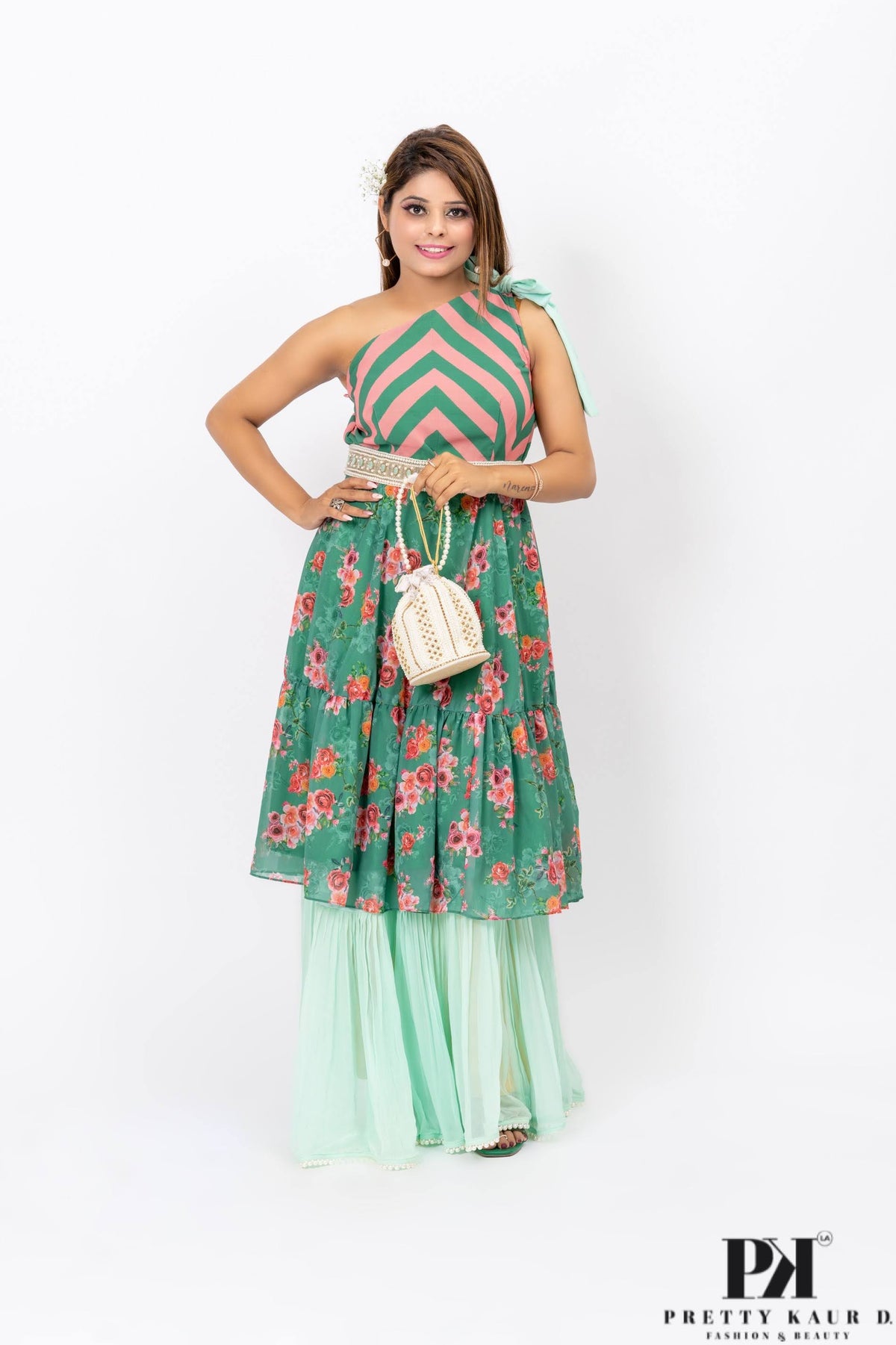 Pretty-Kaur-fashion-beauty-Green-Floral-Print-Off-Shoulder-Dress-1