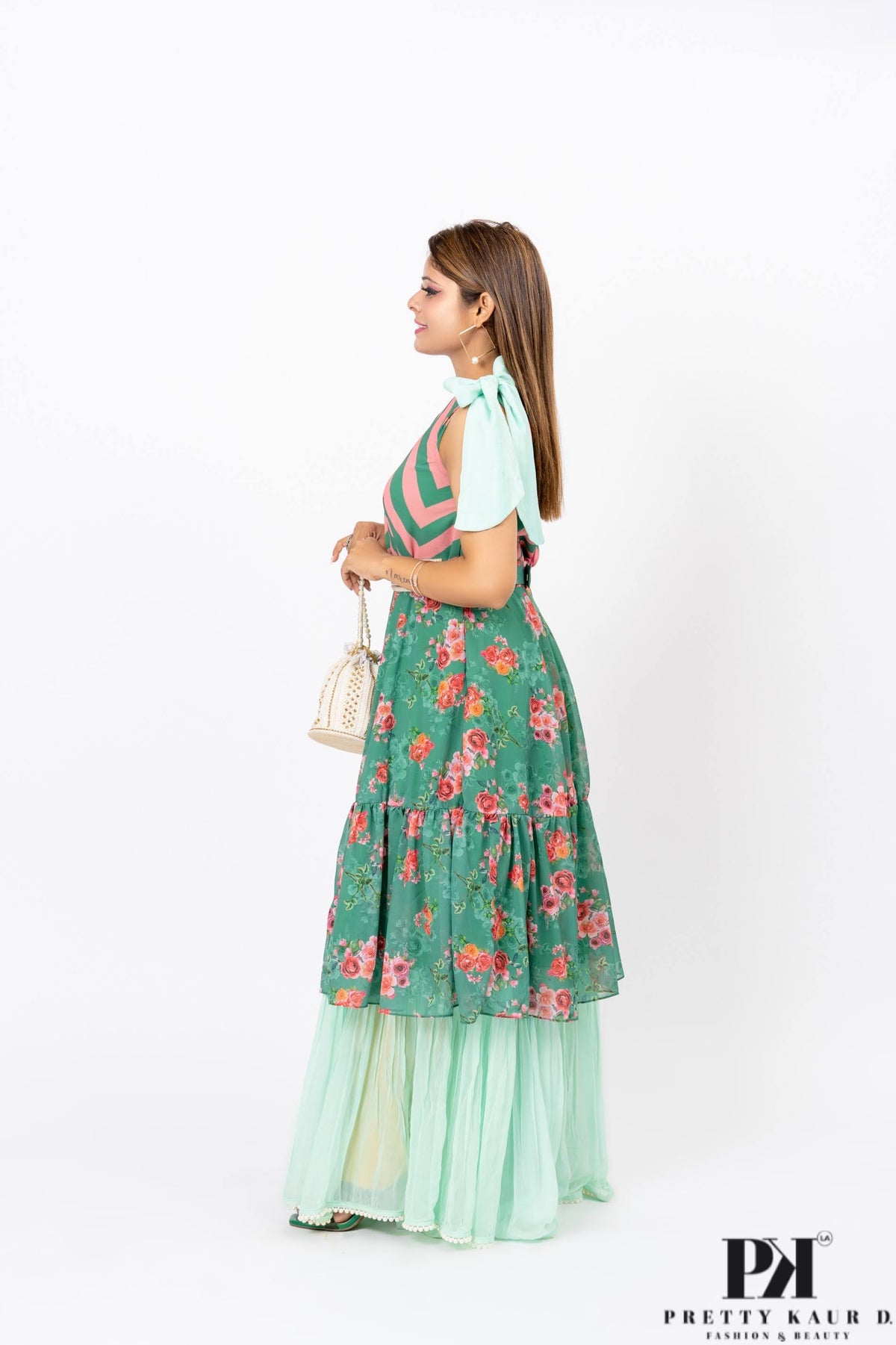 Pretty-Kaur-fashion-beauty-Green-Floral-Print-Off-Shoulder-Dress-2