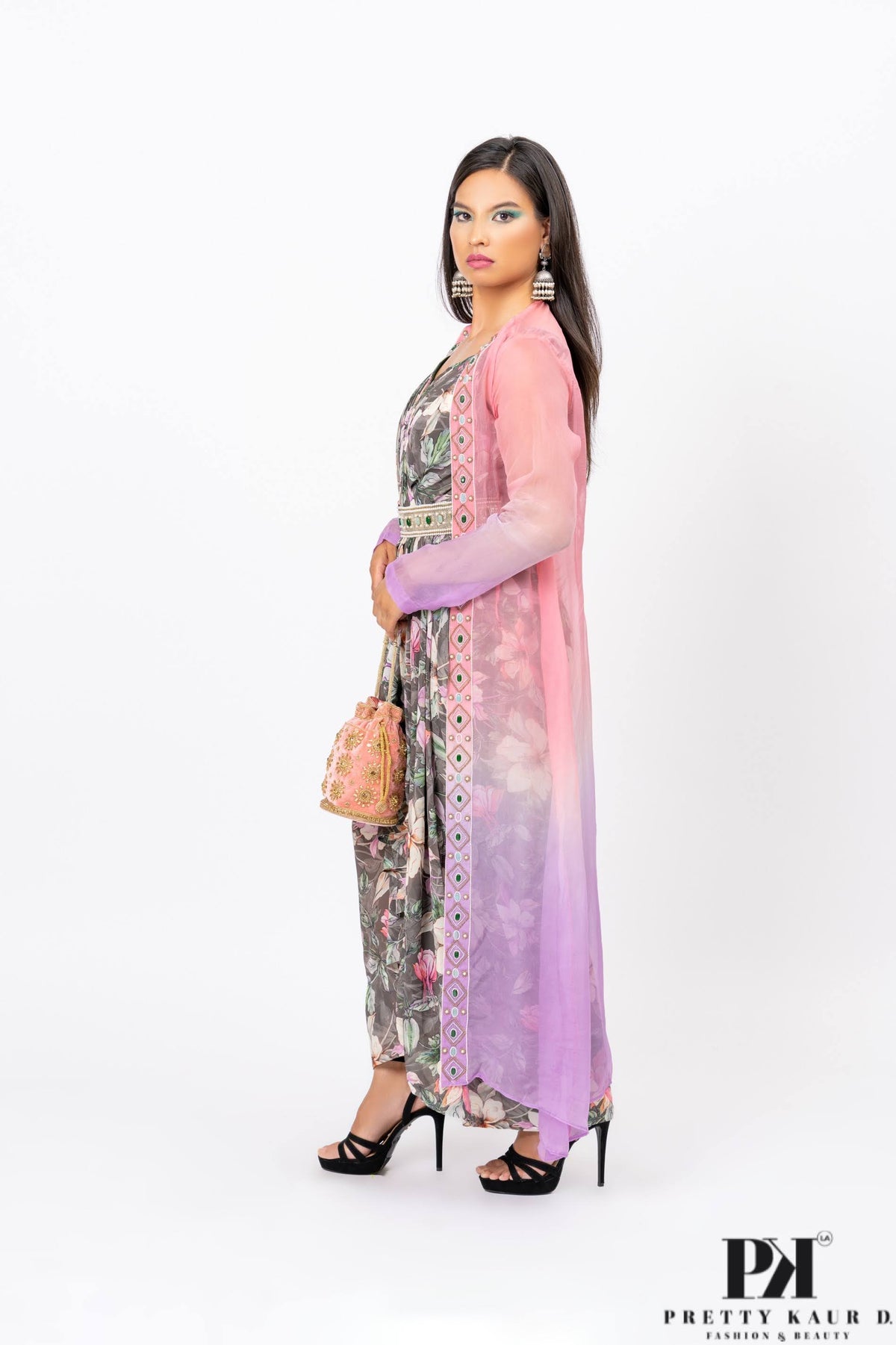 Pretty-Kaur-fashion-beauty-Dress-with-Full-Length-Pink-Jacket-2