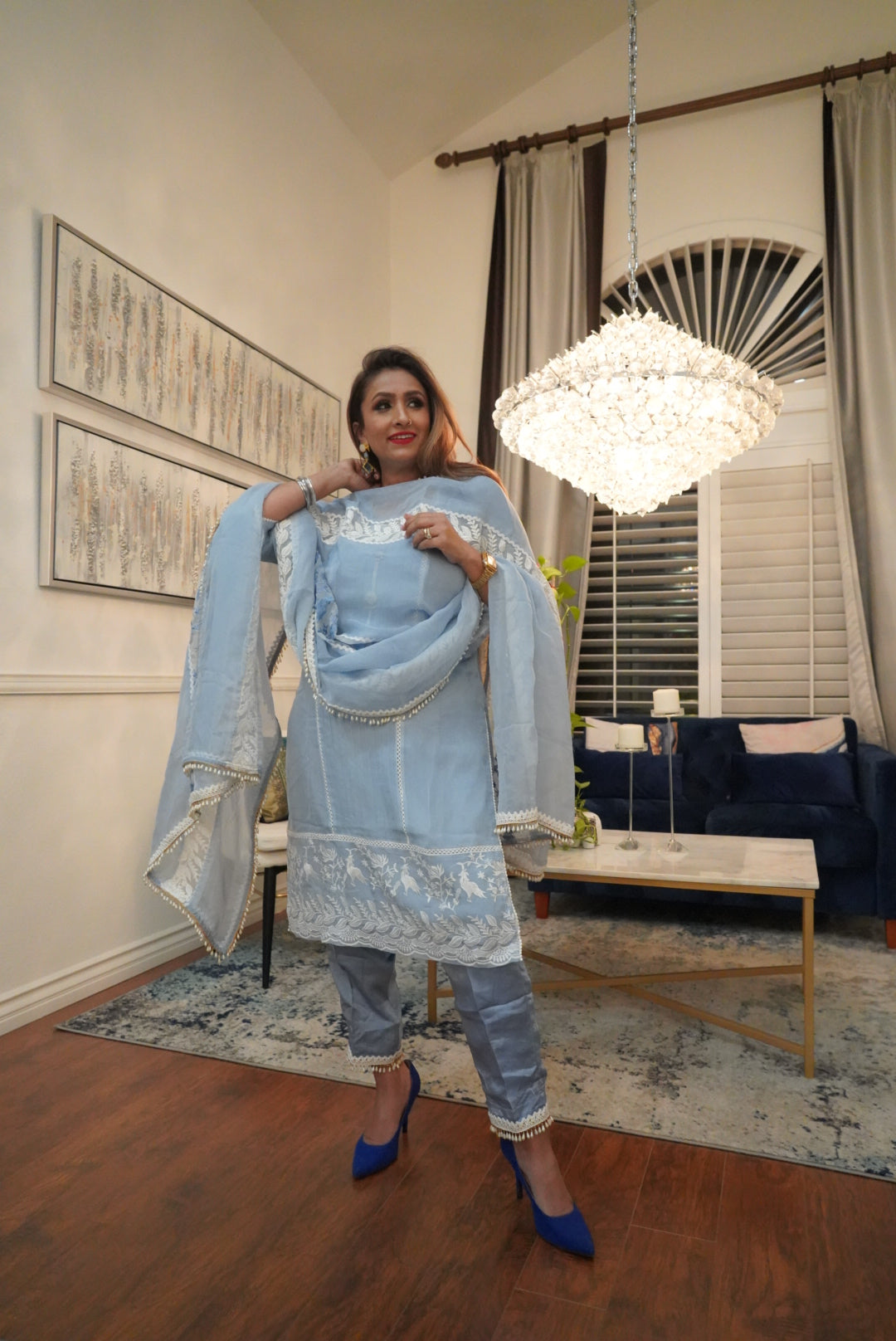 Pretty-kaur-d-fashion-Powder-blue-organza-silk-suit-with-beads-and-pearls 2